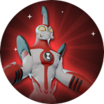 Omni Heroes gamepass icon showing the Way Big alien, a white-and-red giant form on a red background