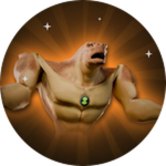 Omni Heroes gamepass icon showing the Humungousaur alien, a brown muscular dinosaur form on an orange background